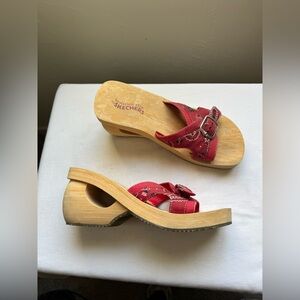 Y2K Skechers Somethin' Else Chunky Platform Wedge Sandals Red Bandana print Sz10
